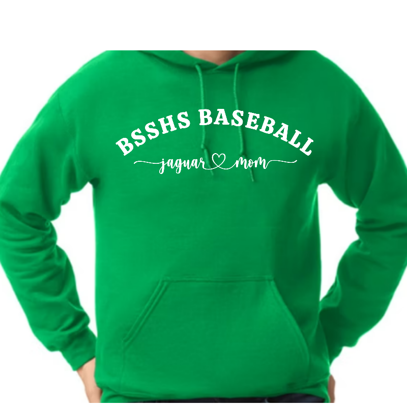 BSSHS Baseball Jaguar Mom Green Hoodie Main Image